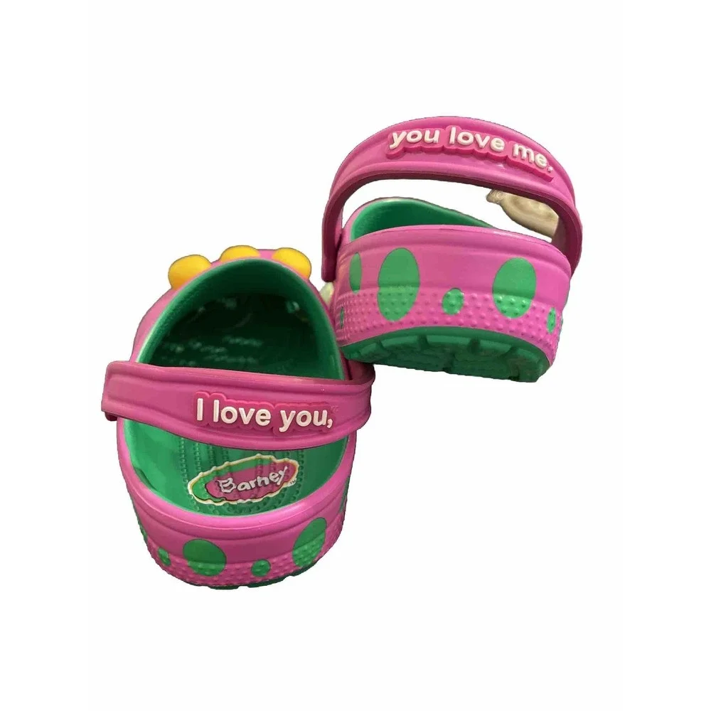 Barney Crocs Classic Clogs Barney Jr Shoes Sz J3 Limited Edition Purple Dinosaur